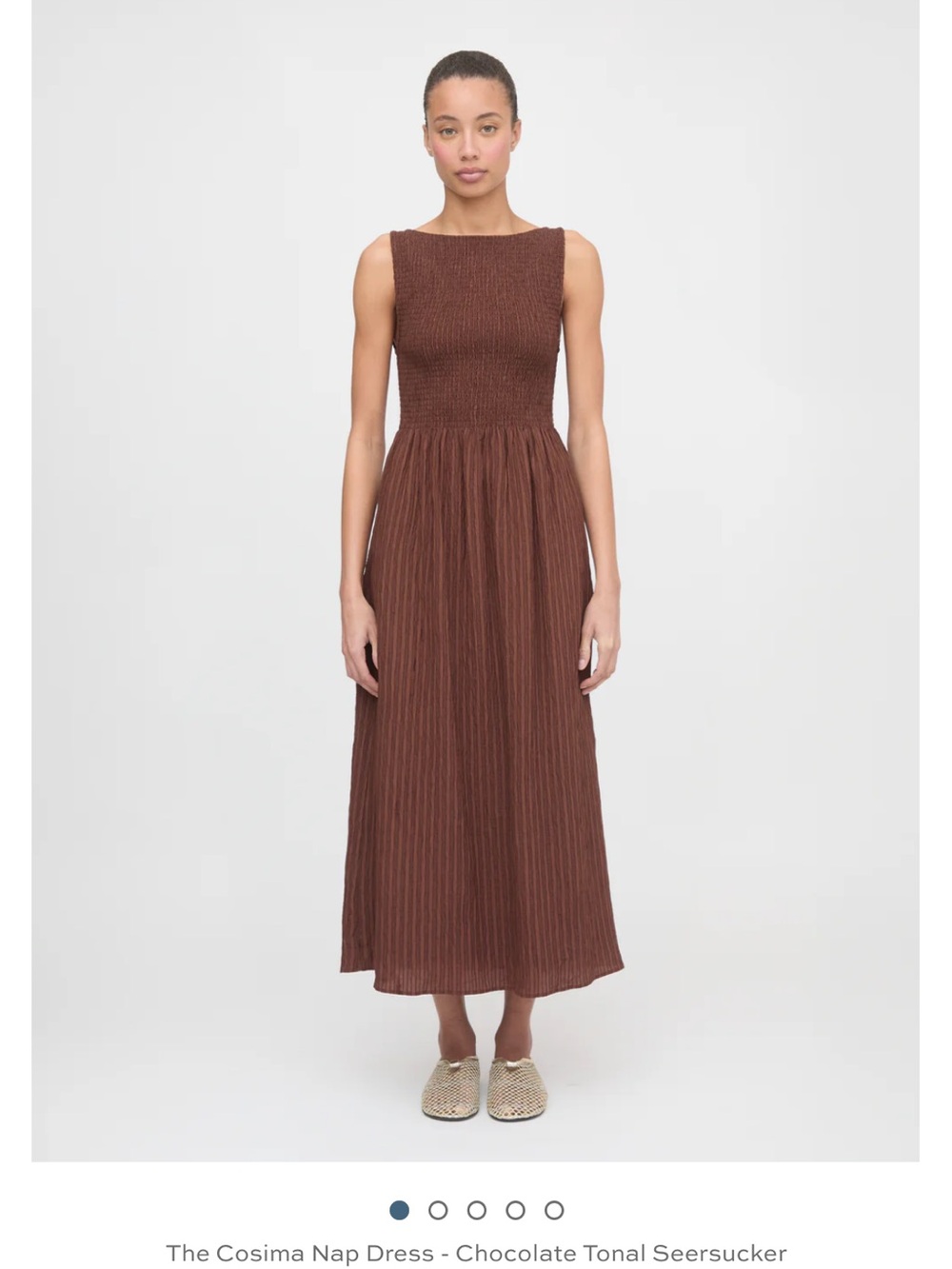 Hill House Brown Smocked Midi Dress